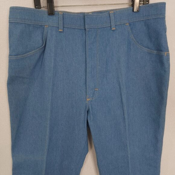 Vintage Wrangler Jeans Pants Mens 40x32 Flared Wide Leg Denim Blue Stretch USA - Picture 10 of 16